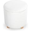 SAFAVIEH Couture Collection Becka Grey Boucle/Natural Round Storage Ottoman (Fully Assembled)(Ivory/Natural)