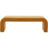 SAFAVIEH Couture Collection Caralynn Butterscotch Velvet Upholstered Curved Waterfall Bench (Fully Assembled)