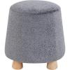SAFAVIEH Couture Collection Denison Ivory & Natural Round Chenille Ottoman Foot Stool(Dark Grey/Natural)