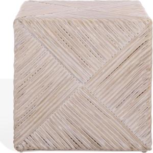 SAFAVIEH Couture Collection – Wynrose White Woven Split Rattan Ottoman, Fully Assembled (CWK2029A)(White)