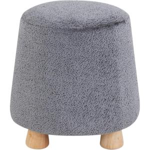 SAFAVIEH Couture Collection Denison Ivory & Natural Round Chenille Ottoman Foot Stool(Dark Grey/Natural)