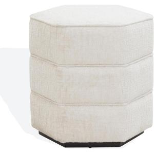 SAFAVIEH Couture Collection Rosaria Dark Green Chenille Upholstered Hexagon Shape Ottoman Foot Stool Accent Pouf, Fully Assembled(Beige)