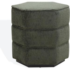 SAFAVIEH Couture Collection Rosaria Dark Green Chenille Upholstered Hexagon Shape Ottoman Foot Stool Accent Pouf, Fully Assembled(Dark Green)