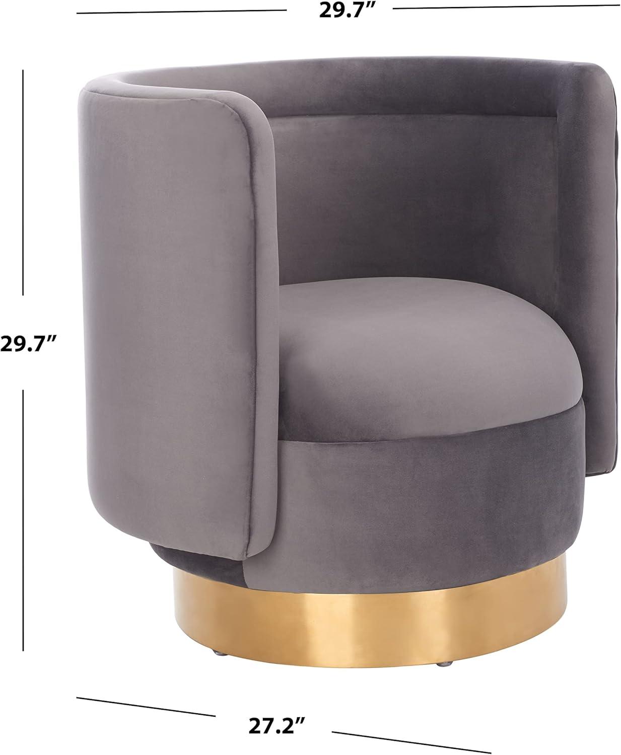 image:imageSAFAVIEH Couture Brynlee Swivel Accent ChairSlate Gold