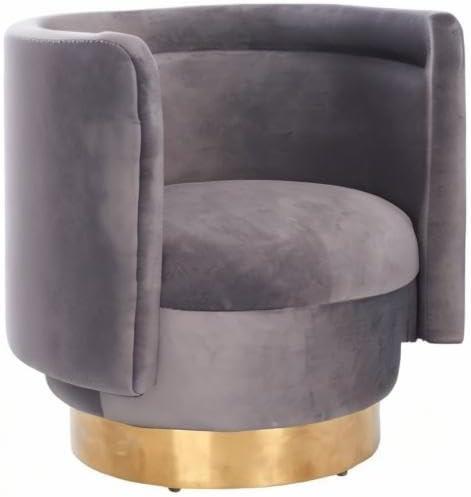 image:imageSAFAVIEH Couture Brynlee Swivel Accent ChairSlate Gold