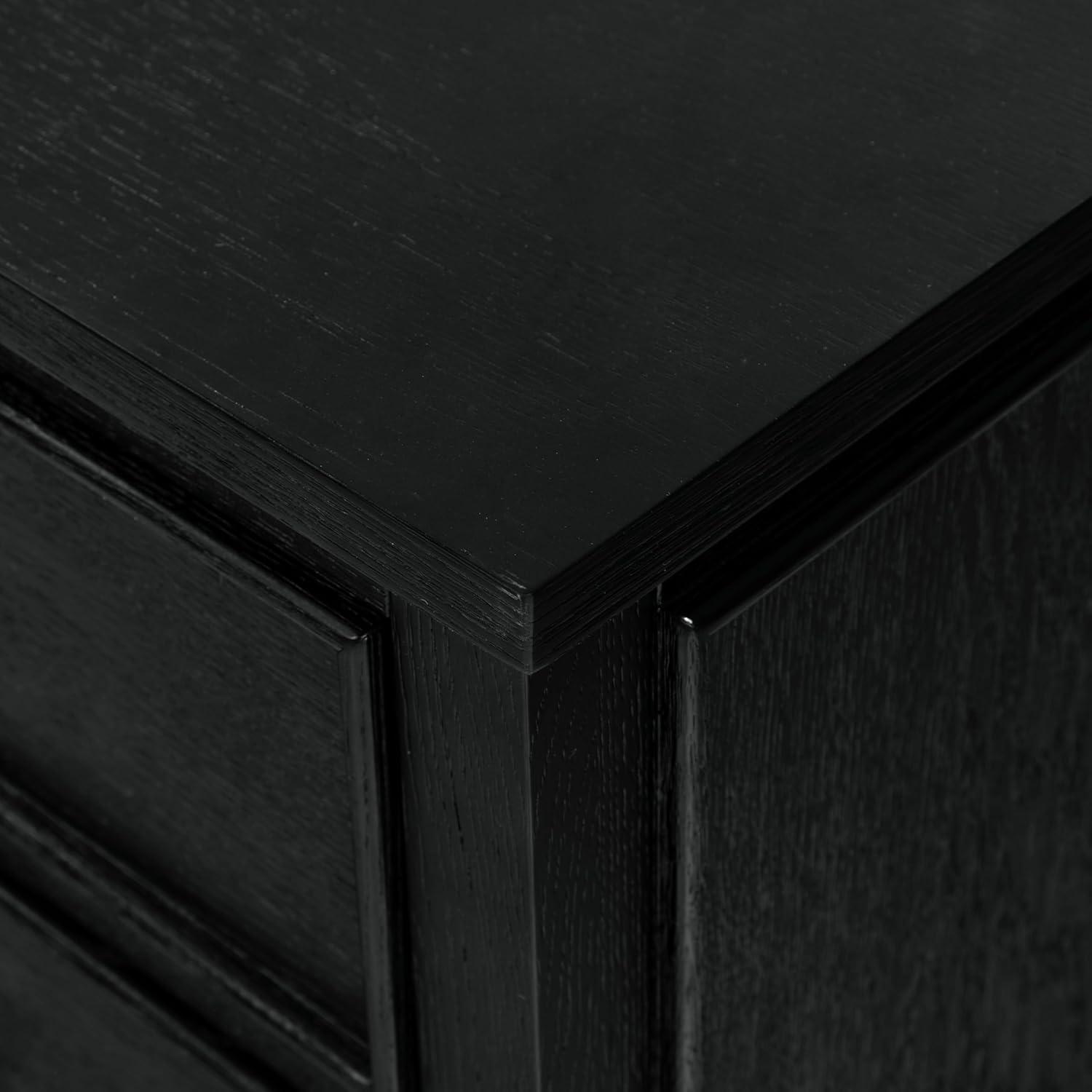 image:imageSAFAVIEH Couture Collection Ariella Black Oak Wood 5Drawer Desk Modern Storage Writing Table with Iron Accents SFV4223ABlack
