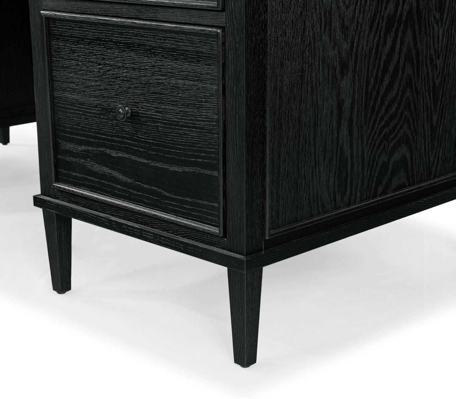 image:imageSAFAVIEH Couture Collection Ariella Black Oak Wood 5Drawer Desk Modern Storage Writing Table with Iron Accents SFV4223ABlack