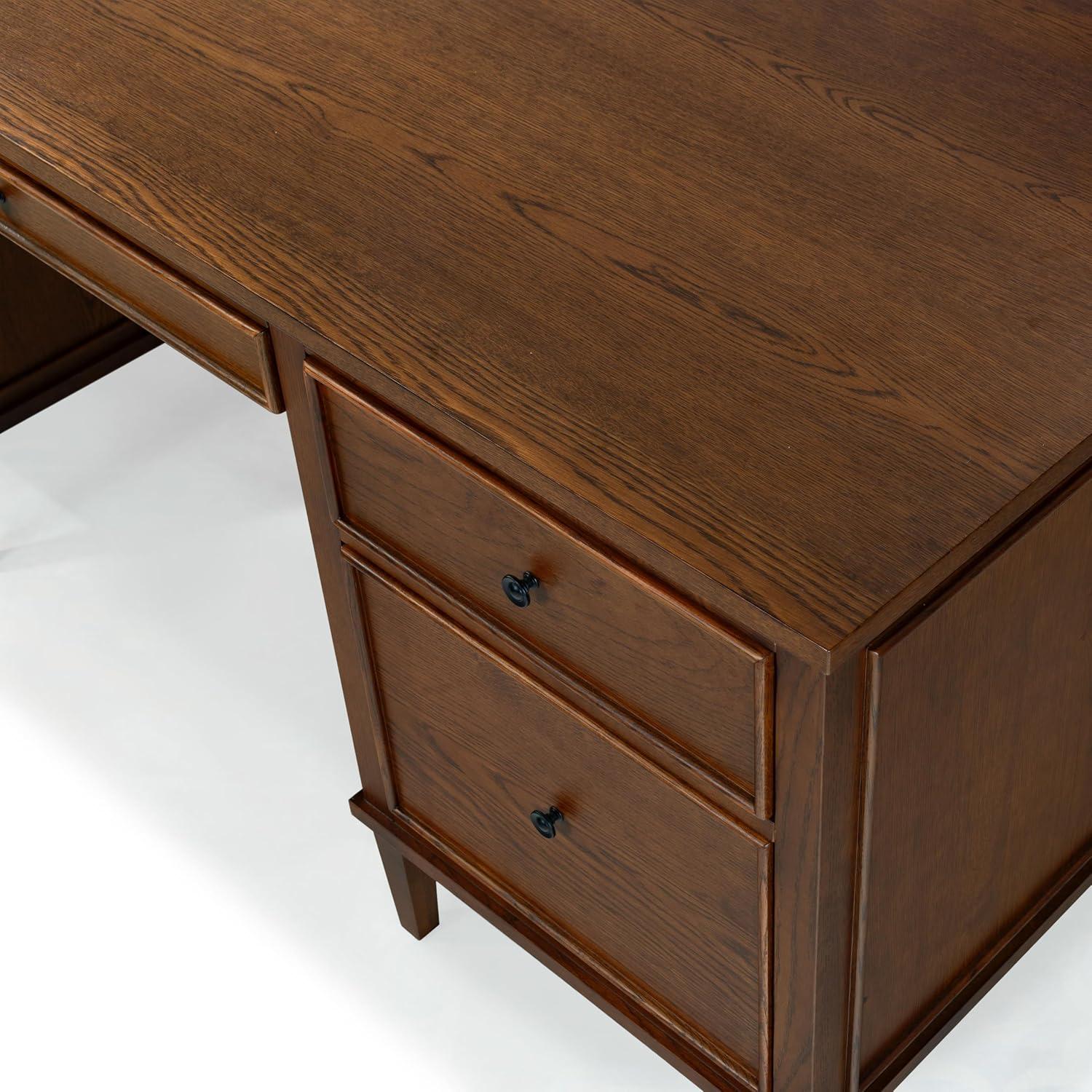 image:imageSAFAVIEH Couture Collection Ariella Black Oak Wood 5Drawer Desk Modern Storage Writing Table with Iron Accents SFV4223AWalnut