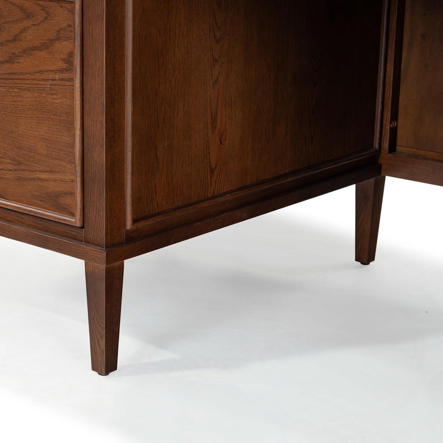 image:imageSAFAVIEH Couture Collection Ariella Black Oak Wood 5Drawer Desk Modern Storage Writing Table with Iron Accents SFV4223AWalnut