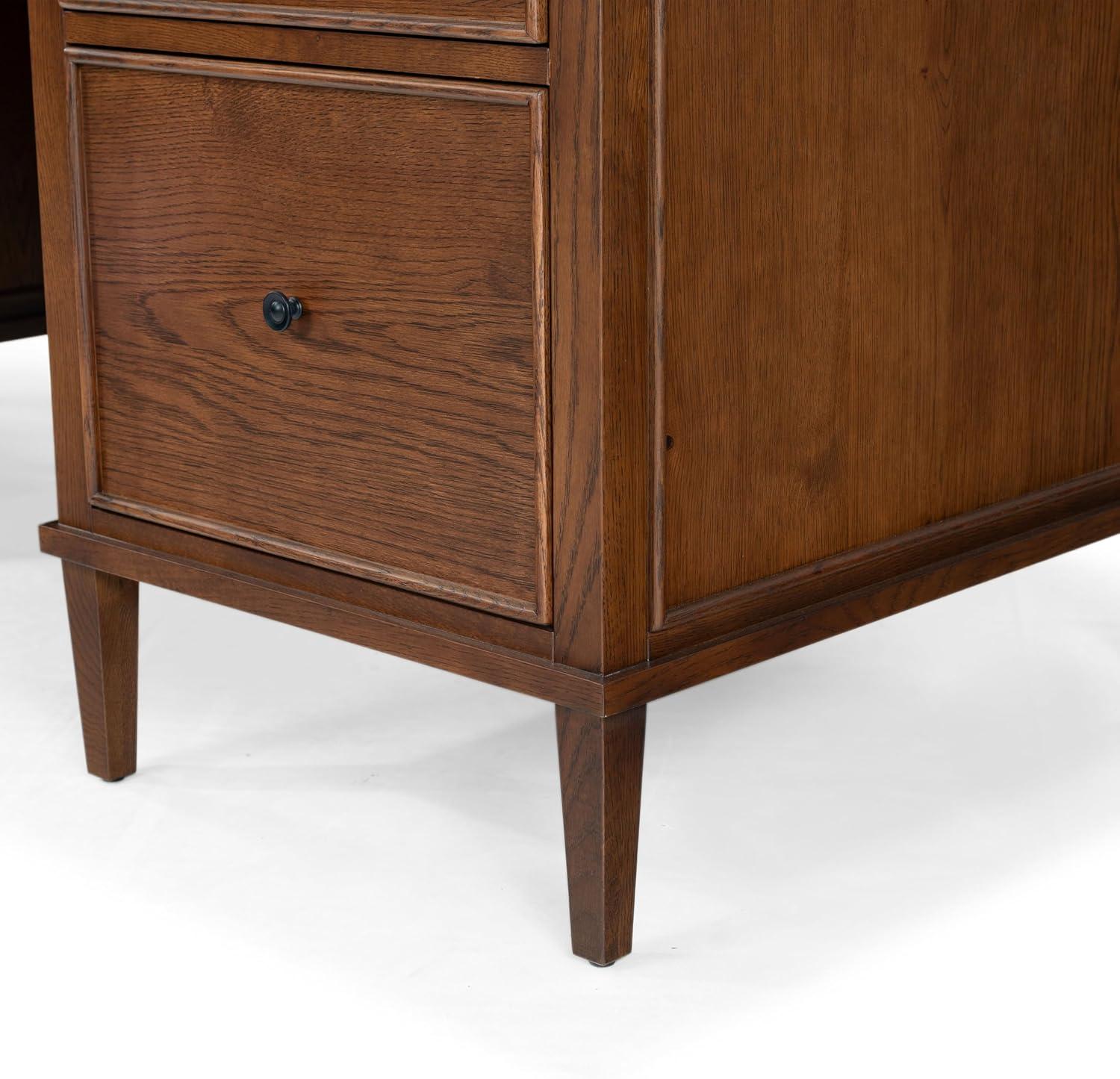 image:imageSAFAVIEH Couture Collection Ariella Black Oak Wood 5Drawer Desk Modern Storage Writing Table with Iron Accents SFV4223AWalnut