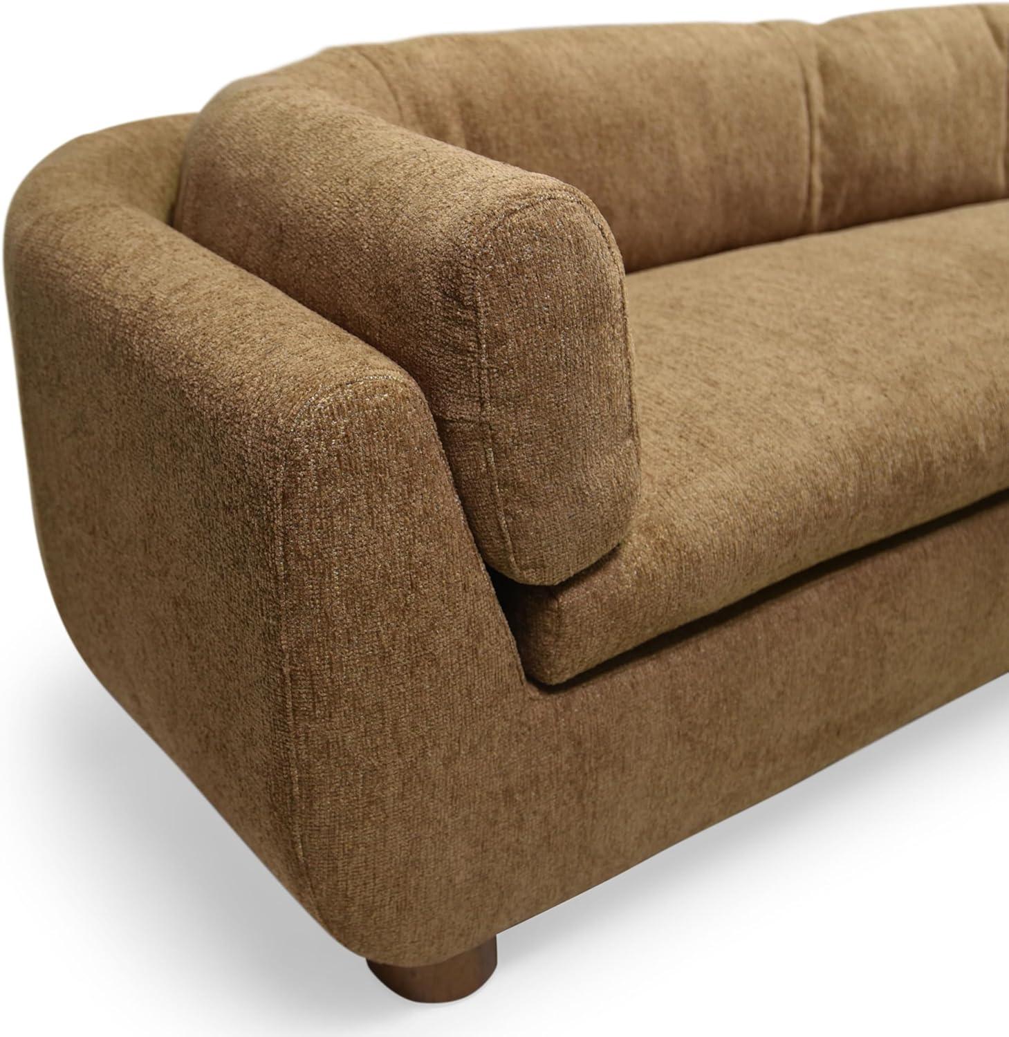image:imageSAFAVIEH Couture Collection Beccaletta Light Brown Performance Fabric Sofa Fully Assembled Modern Upholstered Sofa with Wood Base SFV2410ALight Brown
