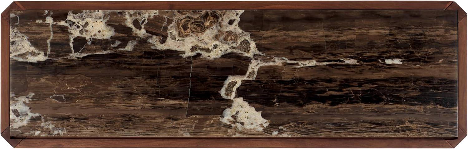 image:imageSAFAVIEH Couture Collection Bernardi Walnut amp Brown Marble Top Console Table with Solid Wood Base Modern Accent Entryway Table SFV9745BWalnutBrown