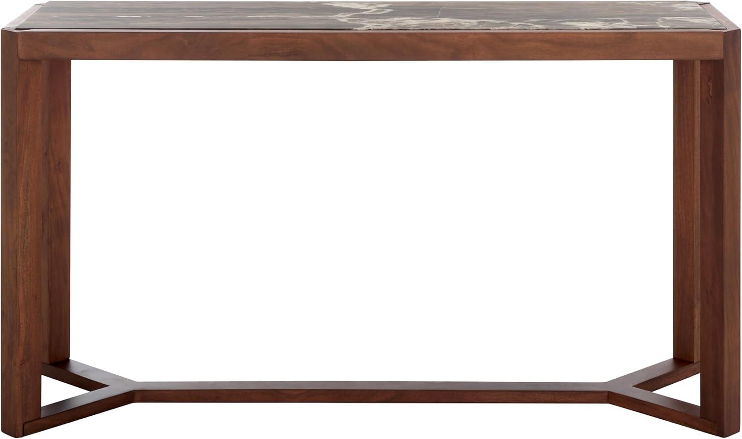 image:imageSAFAVIEH Couture Collection Bernardi Walnut amp Brown Marble Top Console Table with Solid Wood Base Modern Accent Entryway Table SFV9745BWalnutBrown