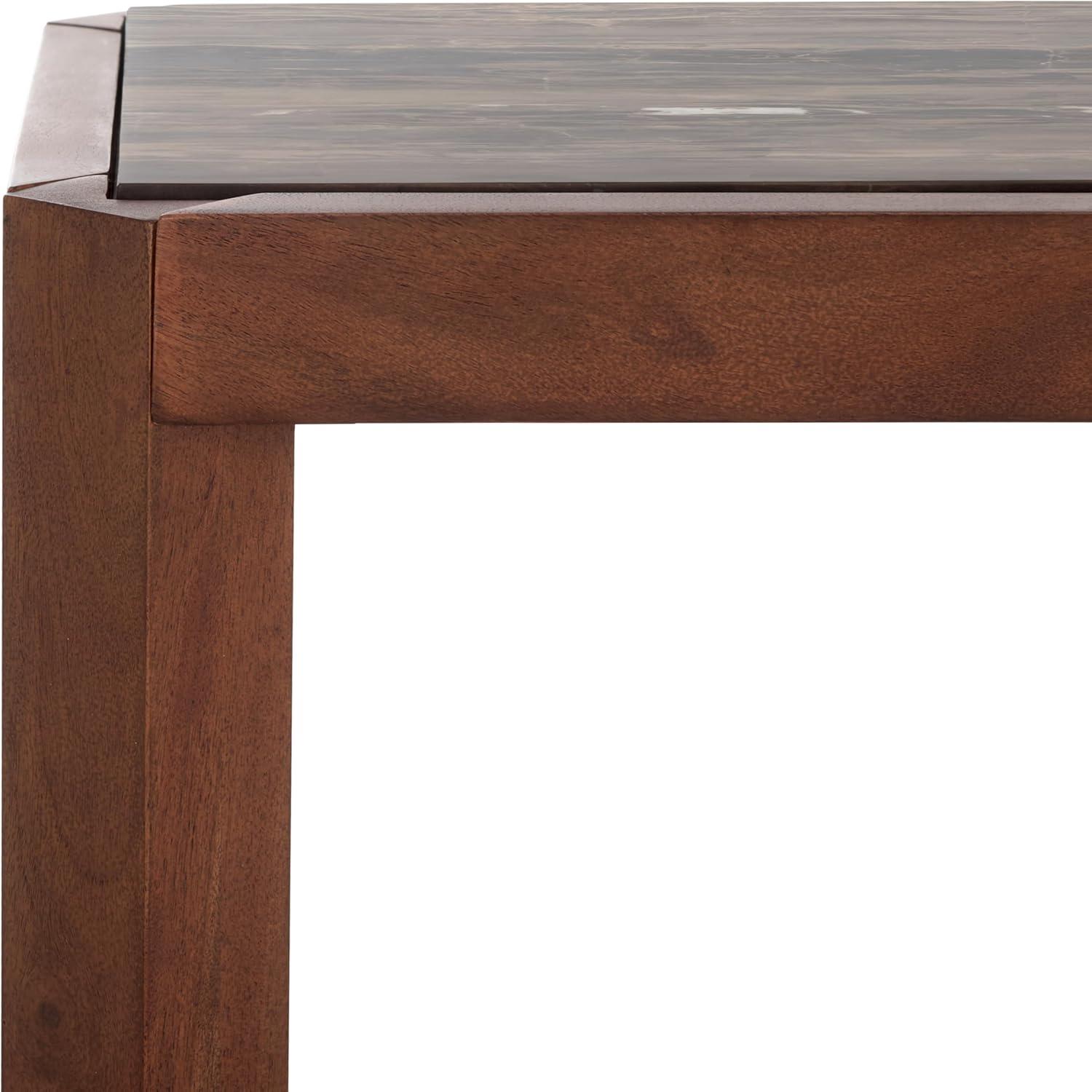 image:imageSAFAVIEH Couture Collection Bernardi Walnut amp Brown Marble Top Console Table with Solid Wood Base Modern Accent Entryway Table SFV9745BWalnutBrown