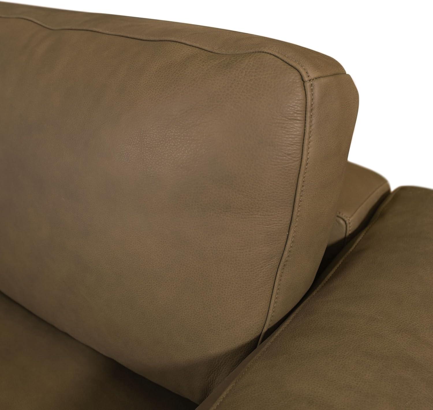 image:imageSAFAVIEH Couture Collection Ellyn Dark Olive Top Grain Leather LShaped Sectional Corner Sofa with Wood Base SFV2411ADark Olive