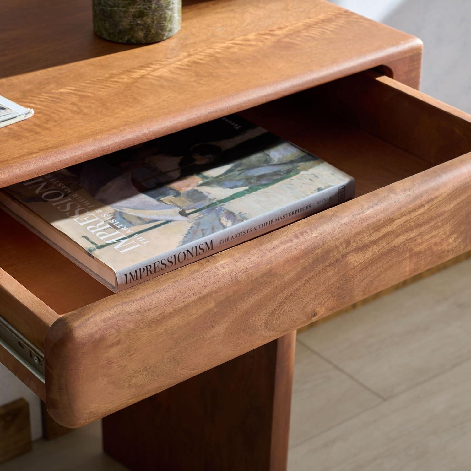 image:imageSAFAVIEH Couture Collection Finley Brown Solid Wood Console Table with 2 Drawers Modern Home Office Desk SFV5793ABrown