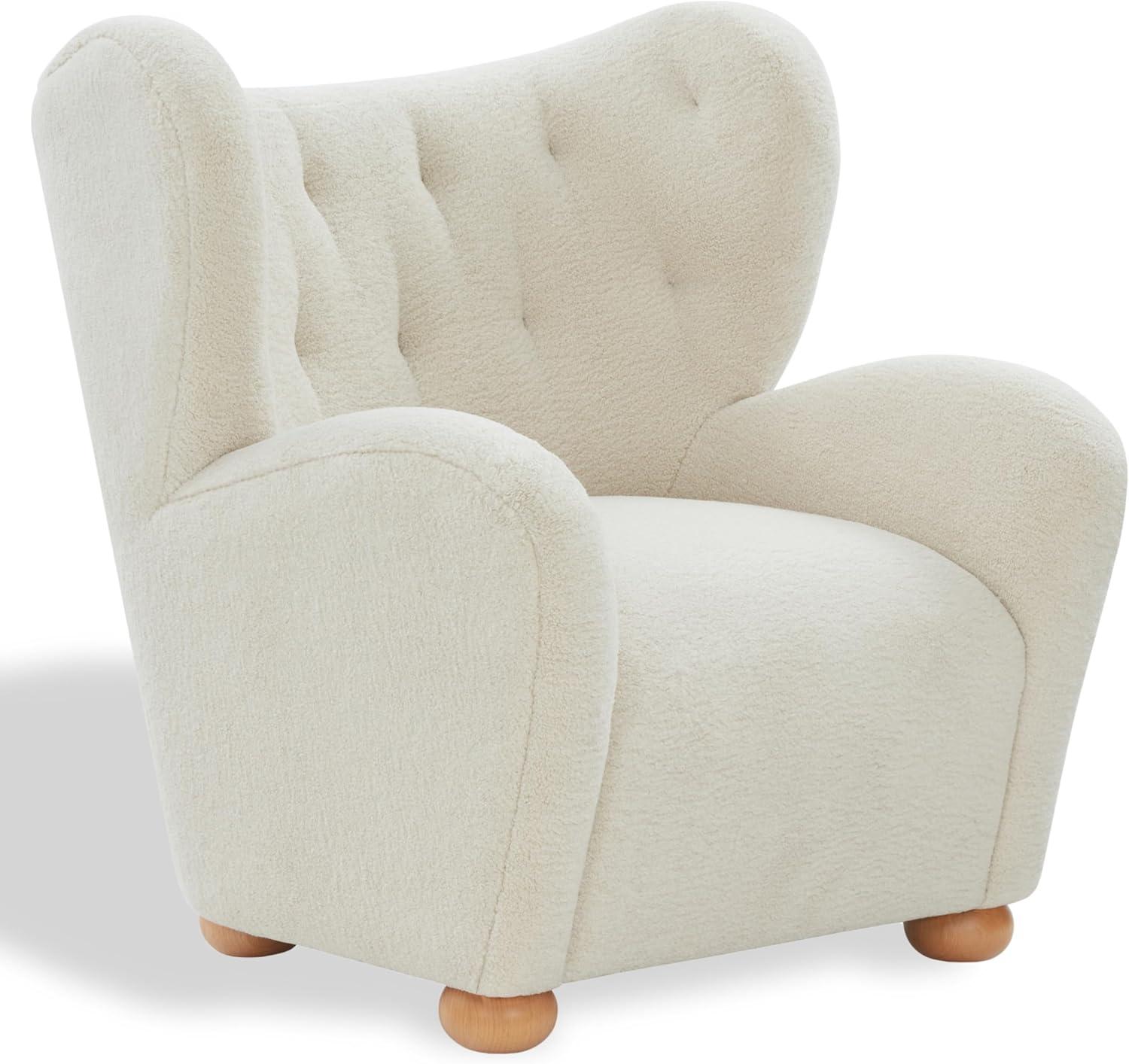 image:imageSAFAVIEH Couture Collection Galloway Taupe Chenille Wingback Accent Chair Upholstered Lounge Seating SFV5139EBeigeNatural