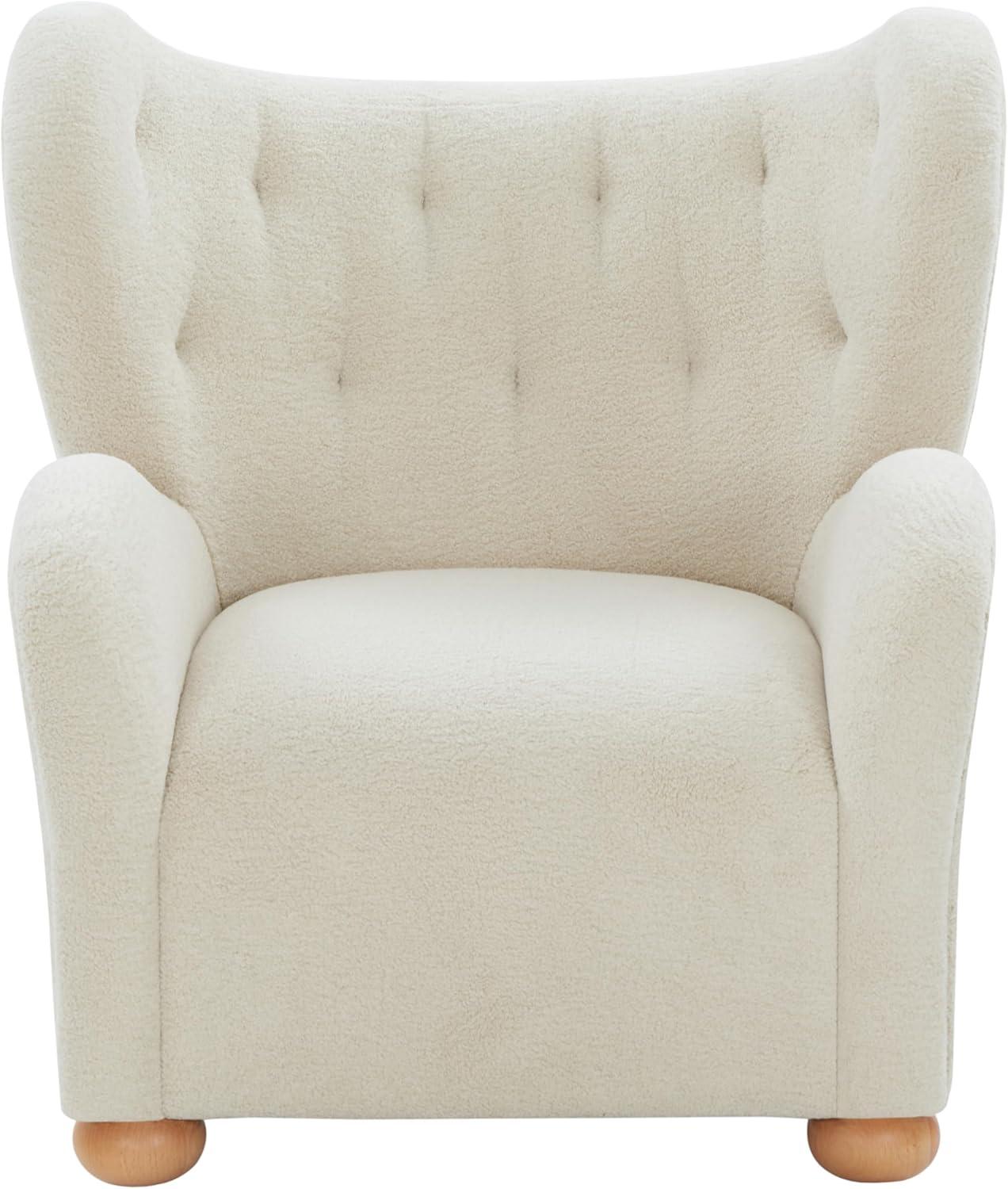 image:imageSAFAVIEH Couture Collection Galloway Taupe Chenille Wingback Accent Chair Upholstered Lounge Seating SFV5139EBeigeNatural