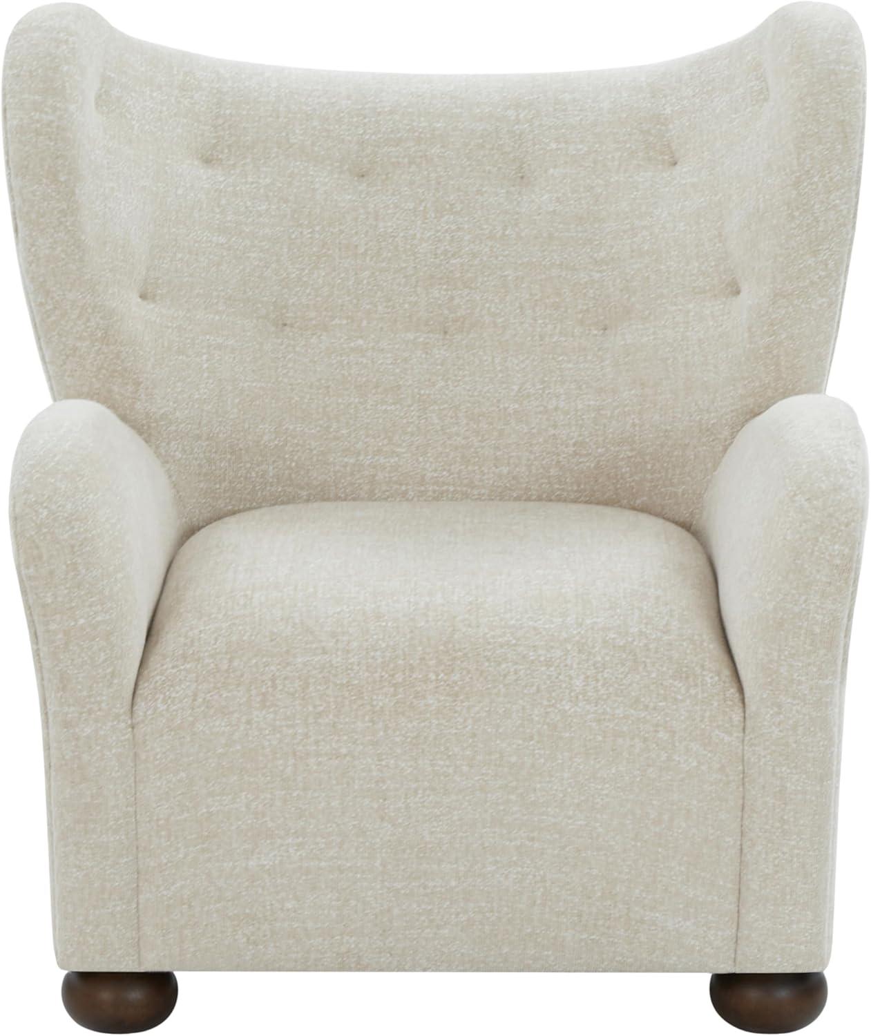 image:imageSAFAVIEH Couture Collection Galloway Taupe Chenille Wingback Accent Chair Upholstered Lounge Seating SFV5139ETaupeWalnut