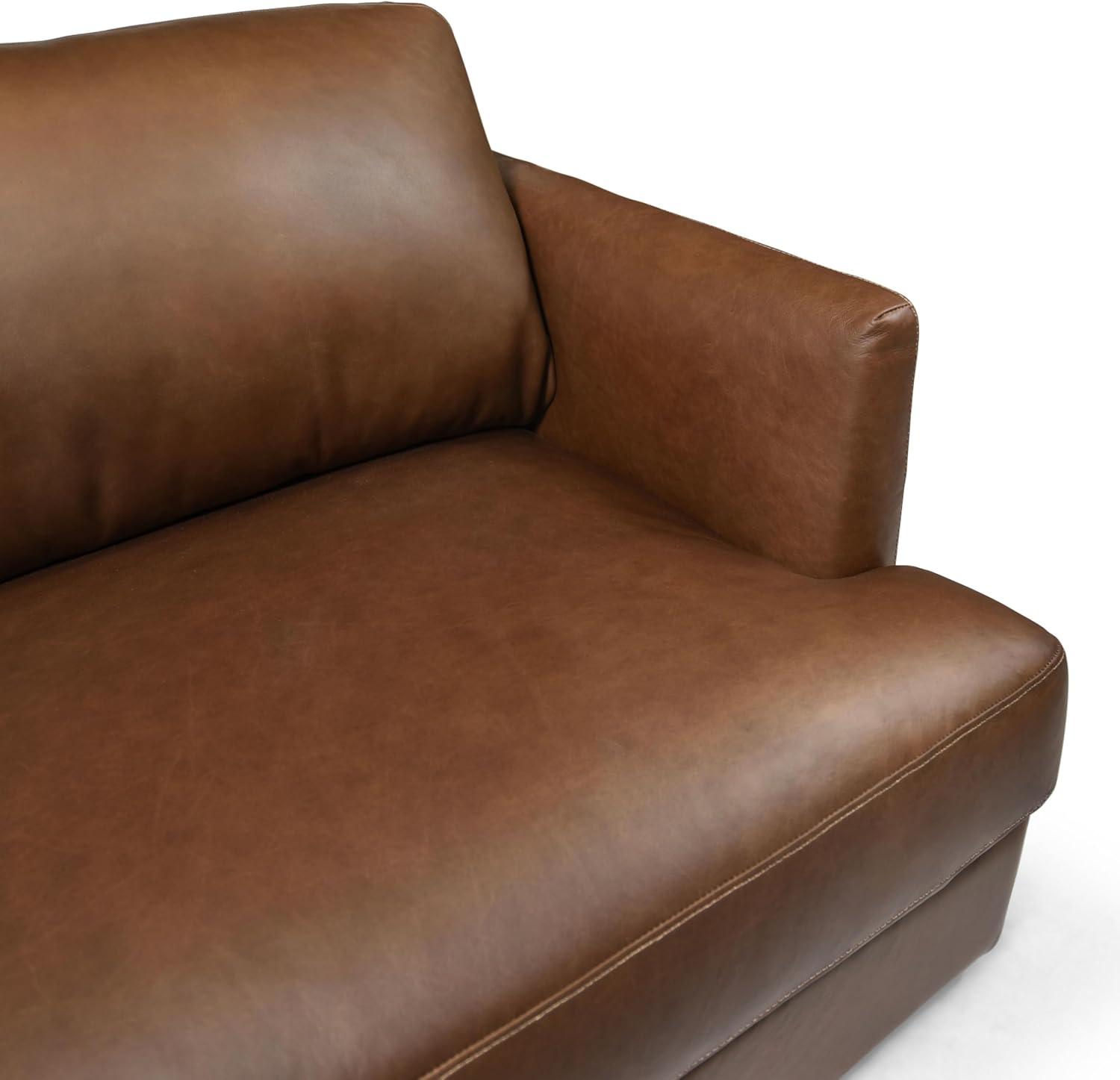image:imageSAFAVIEH Couture Collection Gustav Dark Brown Top Grain Leather Corner Sectional Fully Assembled LShaped Sofa with Wood Legs SFV2413ADark Brown