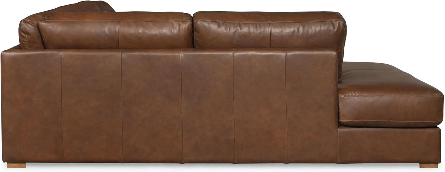 image:imageSAFAVIEH Couture Collection Gustav Dark Brown Top Grain Leather Corner Sectional Fully Assembled LShaped Sofa with Wood Legs SFV2413ADark Brown