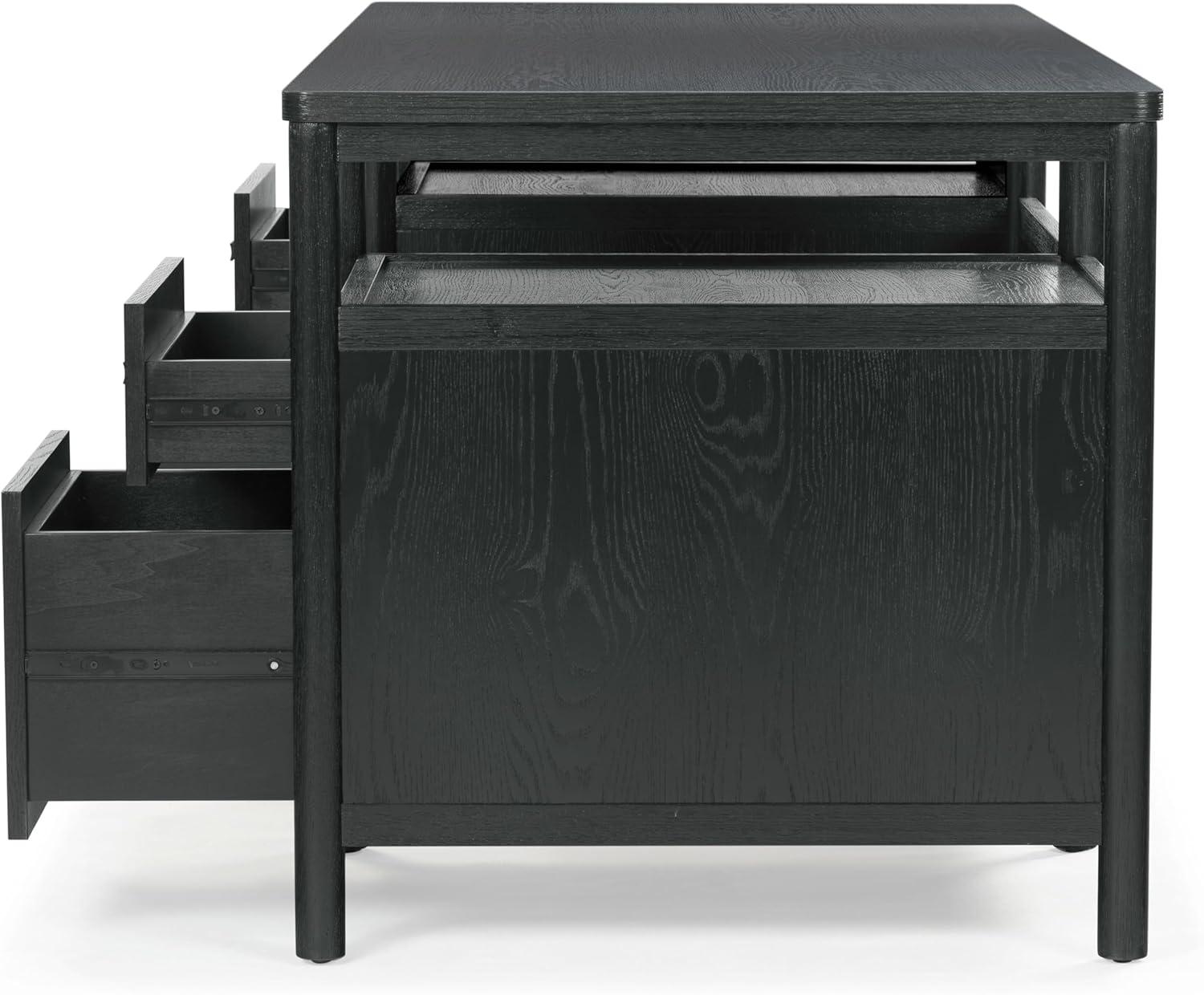 image:imageSAFAVIEH Couture Collection Jaylessa Natural amp Black Wood 4Drawer Desk Modern Storage Writing Table with Metal Accents SFV4230ABlack
