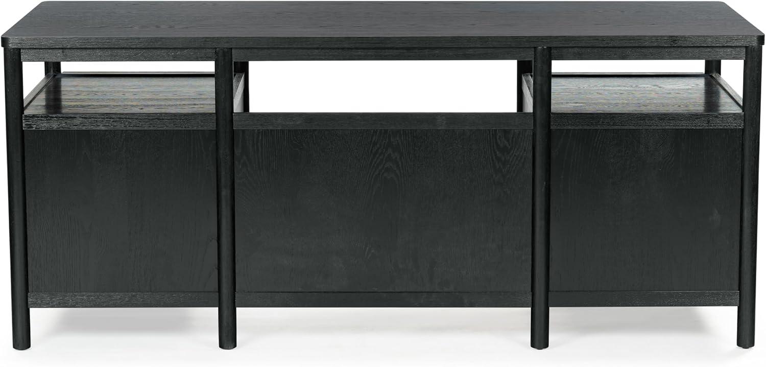image:imageSAFAVIEH Couture Collection Jaylessa Natural amp Black Wood 4Drawer Desk Modern Storage Writing Table with Metal Accents SFV4230ABlack