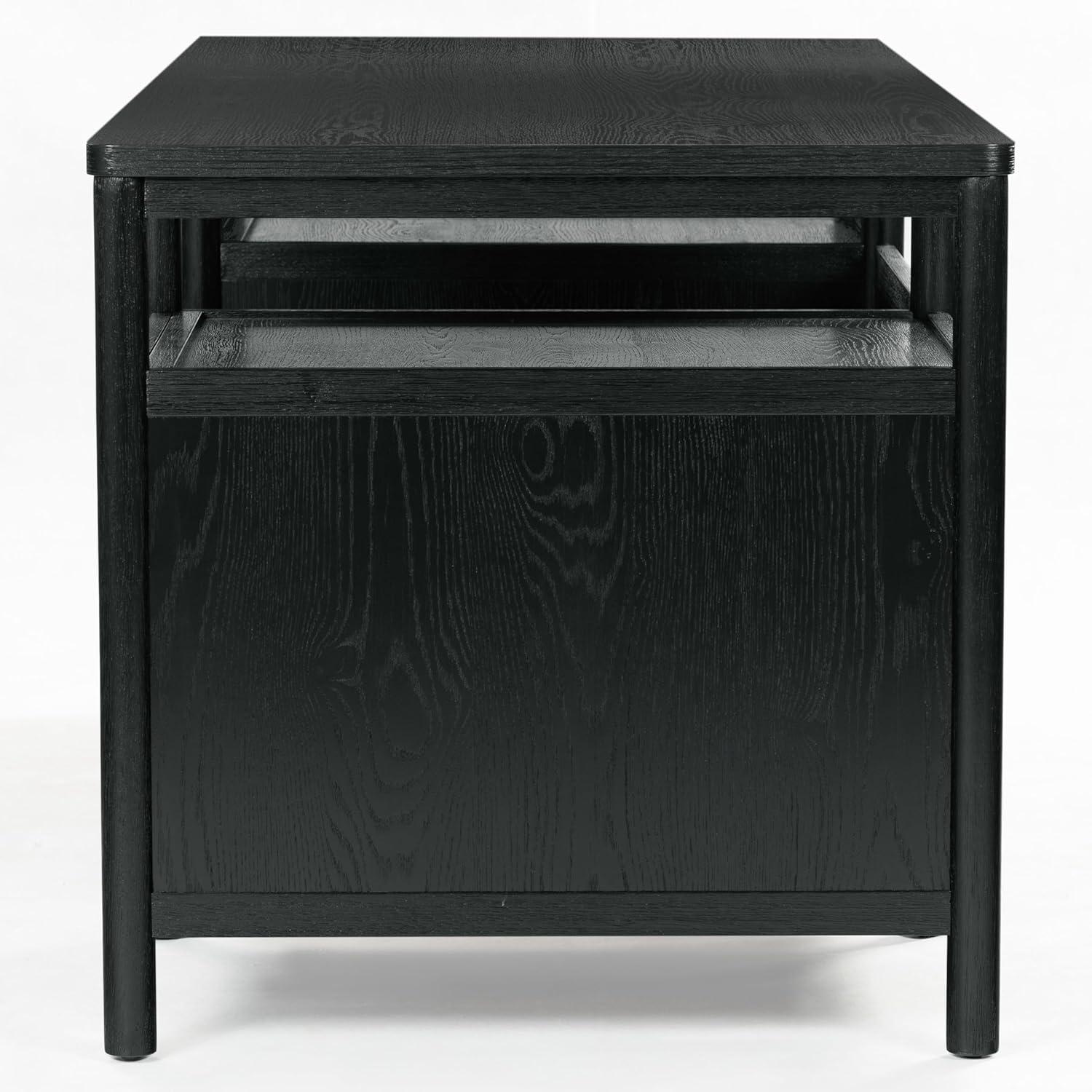 image:imageSAFAVIEH Couture Collection Jaylessa Natural amp Black Wood 4Drawer Desk Modern Storage Writing Table with Metal Accents SFV4230ABlack