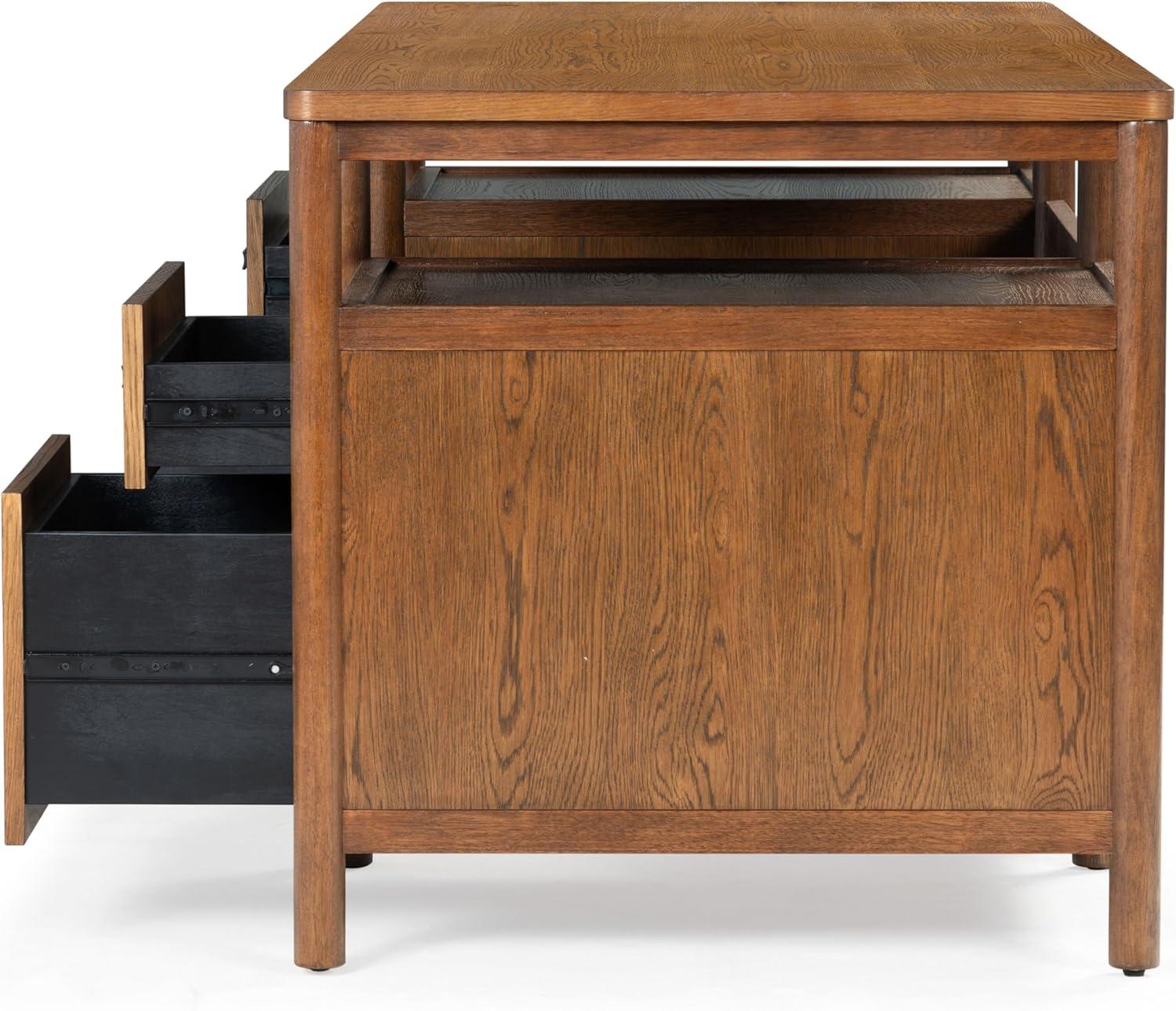image:imageSAFAVIEH Couture Collection Jaylessa Natural amp Black Wood 4Drawer Desk Modern Storage Writing Table with Metal Accents SFV4230AMedium OakBlack