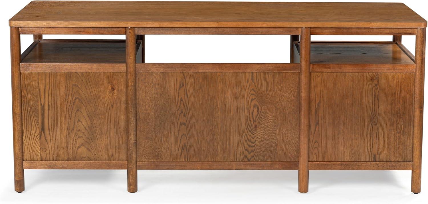image:imageSAFAVIEH Couture Collection Jaylessa Natural amp Black Wood 4Drawer Desk Modern Storage Writing Table with Metal Accents SFV4230AMedium OakBlack