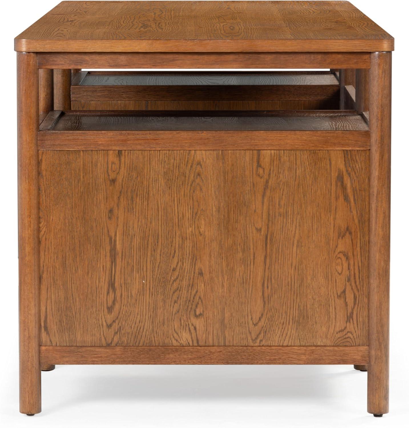 image:imageSAFAVIEH Couture Collection Jaylessa Natural amp Black Wood 4Drawer Desk Modern Storage Writing Table with Metal Accents SFV4230AMedium OakBlack