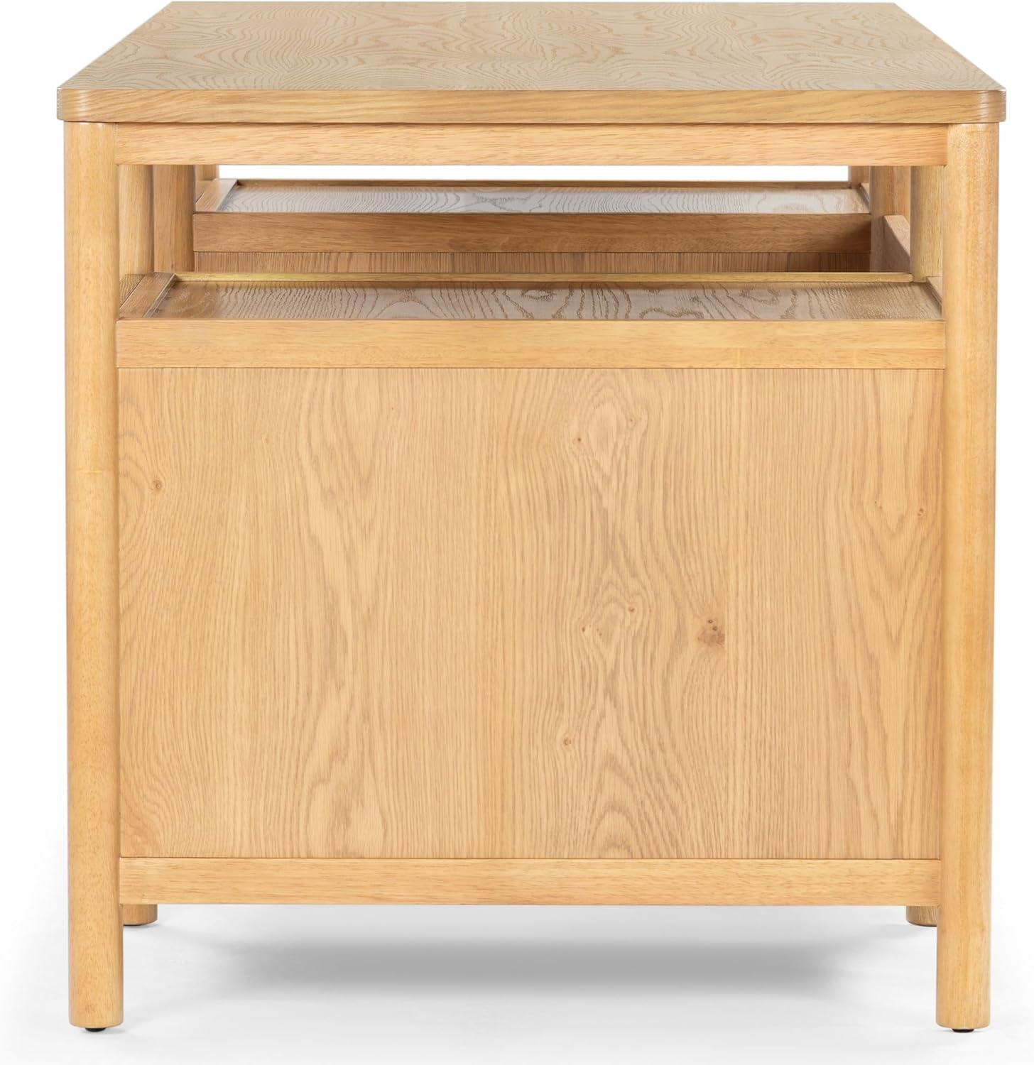 image:imageSAFAVIEH Couture Collection Jaylessa Natural amp Black Wood 4Drawer Desk Modern Storage Writing Table with Metal Accents SFV4230ANaturalBlack