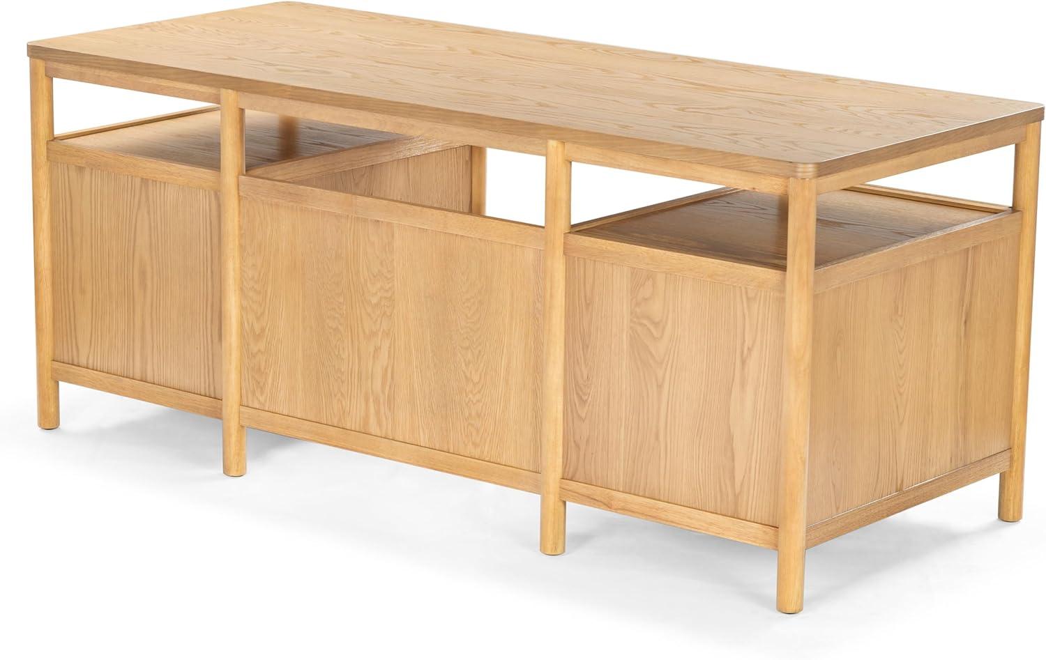 image:imageSAFAVIEH Couture Collection Jaylessa Natural amp Black Wood 4Drawer Desk Modern Storage Writing Table with Metal Accents SFV4230ANaturalBlack