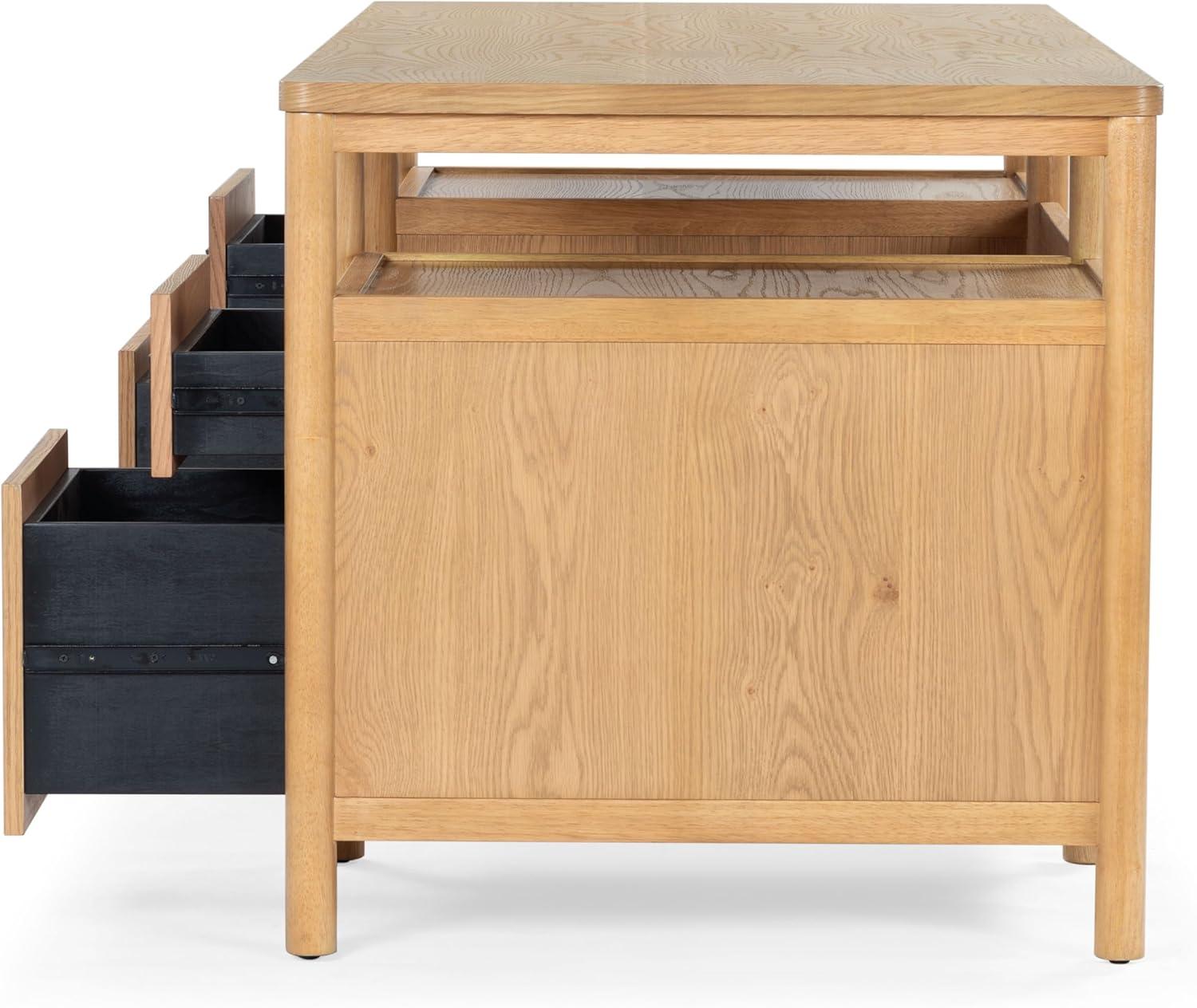 image:imageSAFAVIEH Couture Collection Jaylessa Natural amp Black Wood 4Drawer Desk Modern Storage Writing Table with Metal Accents SFV4230ANaturalBlack