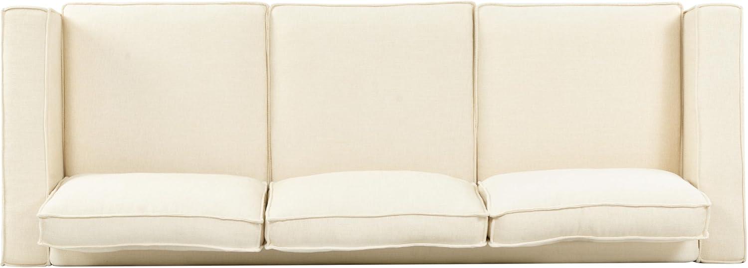 image:imageSAFAVIEH Couture Collection Kalyna 35 Seater Sofa Grey Modern Upholstered Polyester Fabric Couch with Square Arms amp Tapered Legs SFA2007BCreme