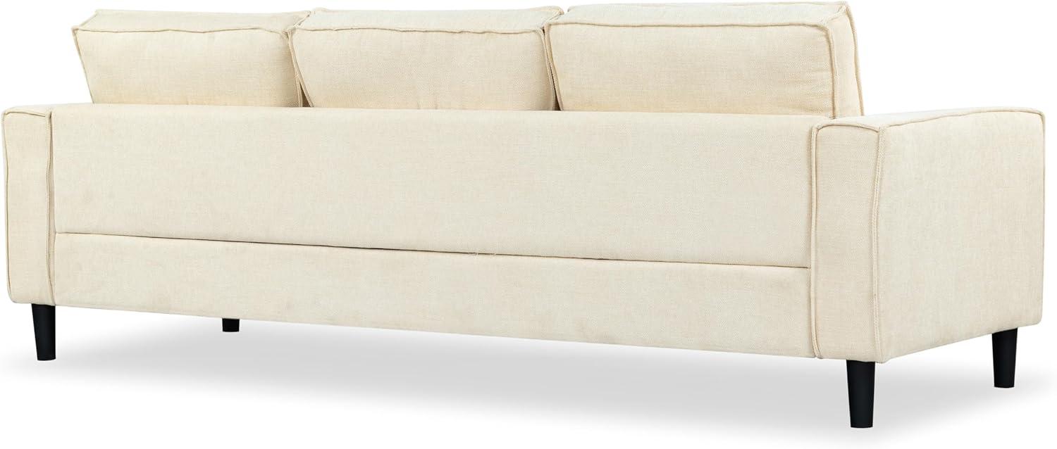 image:imageSAFAVIEH Couture Collection Kalyna 35 Seater Sofa Grey Modern Upholstered Polyester Fabric Couch with Square Arms amp Tapered Legs SFA2007BCreme