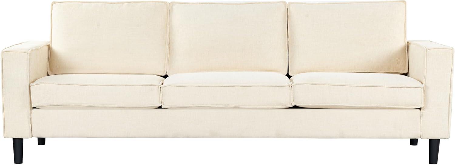 image:imageSAFAVIEH Couture Collection Kalyna 35 Seater Sofa Grey Modern Upholstered Polyester Fabric Couch with Square Arms amp Tapered Legs SFA2007BCreme