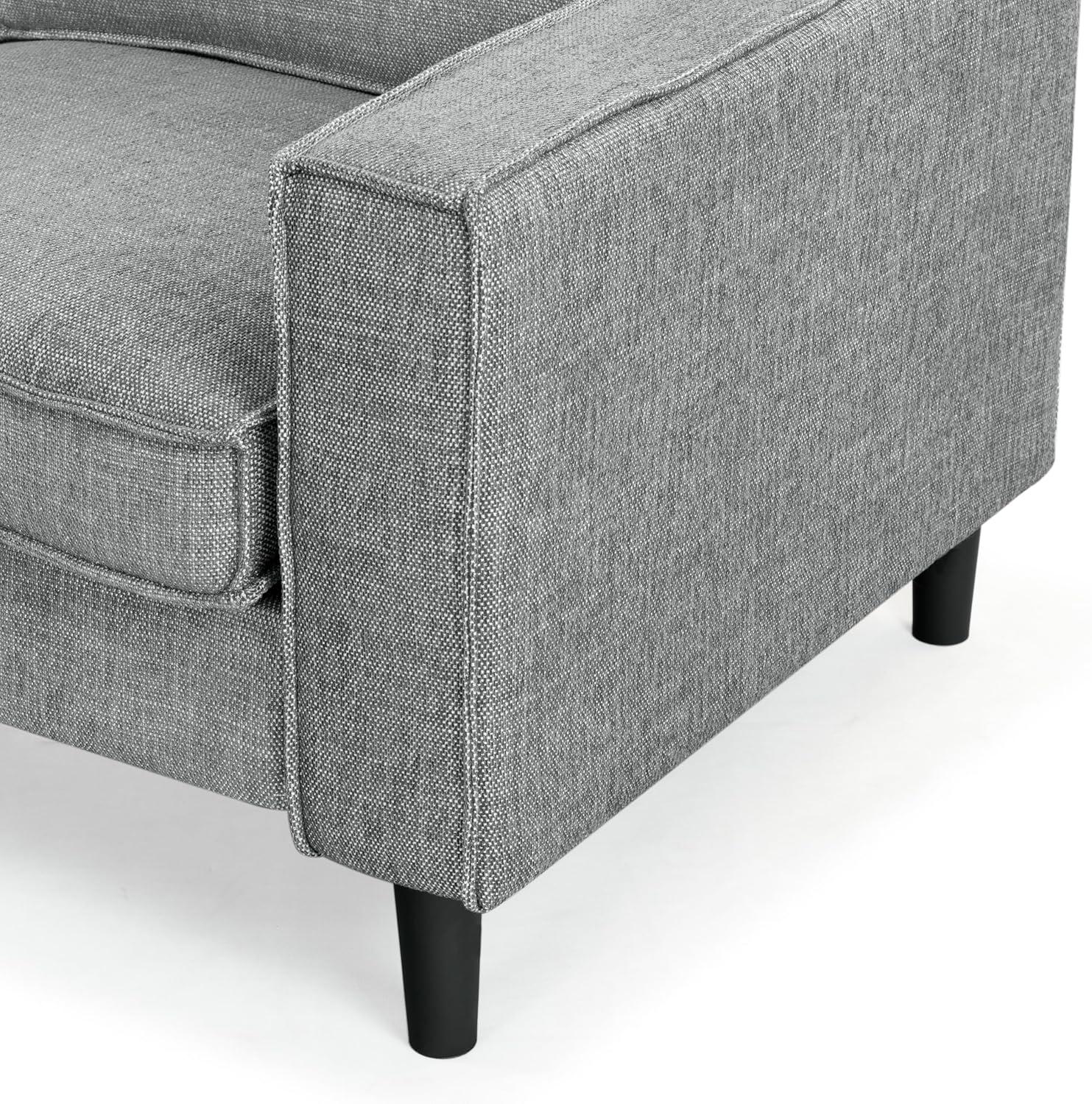 image:imageSAFAVIEH Couture Collection Kalyna 35 Seater Sofa Grey Modern Upholstered Polyester Fabric Couch with Square Arms amp Tapered Legs SFA2007BGrey