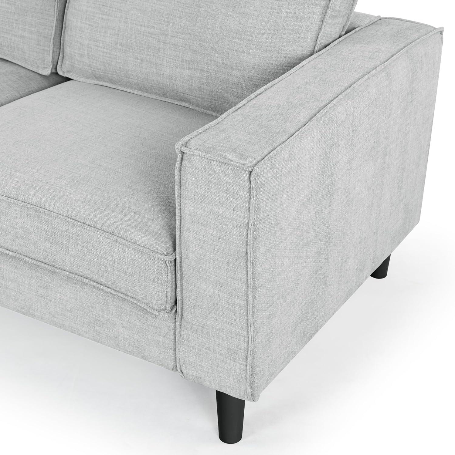 image:imageSAFAVIEH Couture Collection Kalyna 35 Seater Sofa Grey Modern Upholstered Polyester Fabric Couch with Square Arms amp Tapered Legs SFA2007BLight Grey