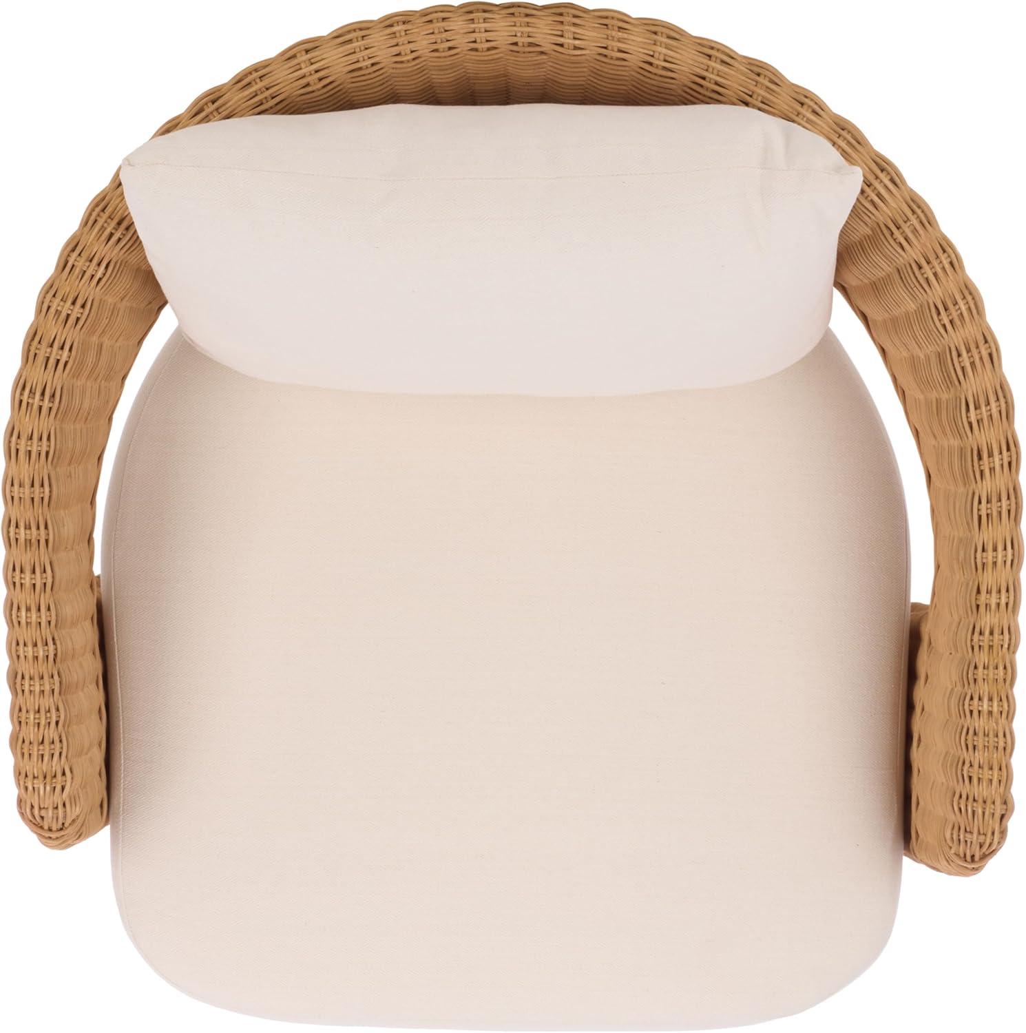 image:imageSAFAVIEH Couture Collection Leanna Natural Rattan Swivel Accent Chair with White Cushion Fully Assembled Woven Barrel Chair for Living Room Bedroom or Home Office CWK3026ANaturalWhite