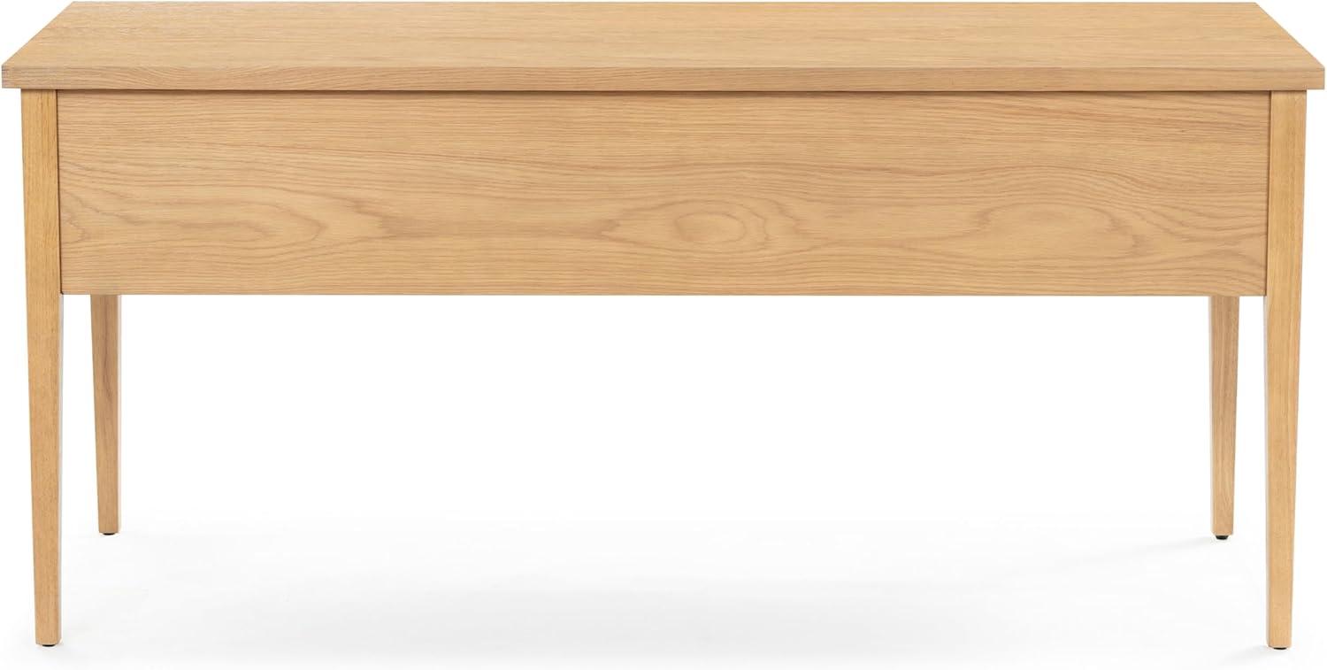 image:imageSAFAVIEH Couture Collection Makala Wood 5Drawer Desk with Gold Accents Modern Writing Table with Storage SFV4232ANaturalGold