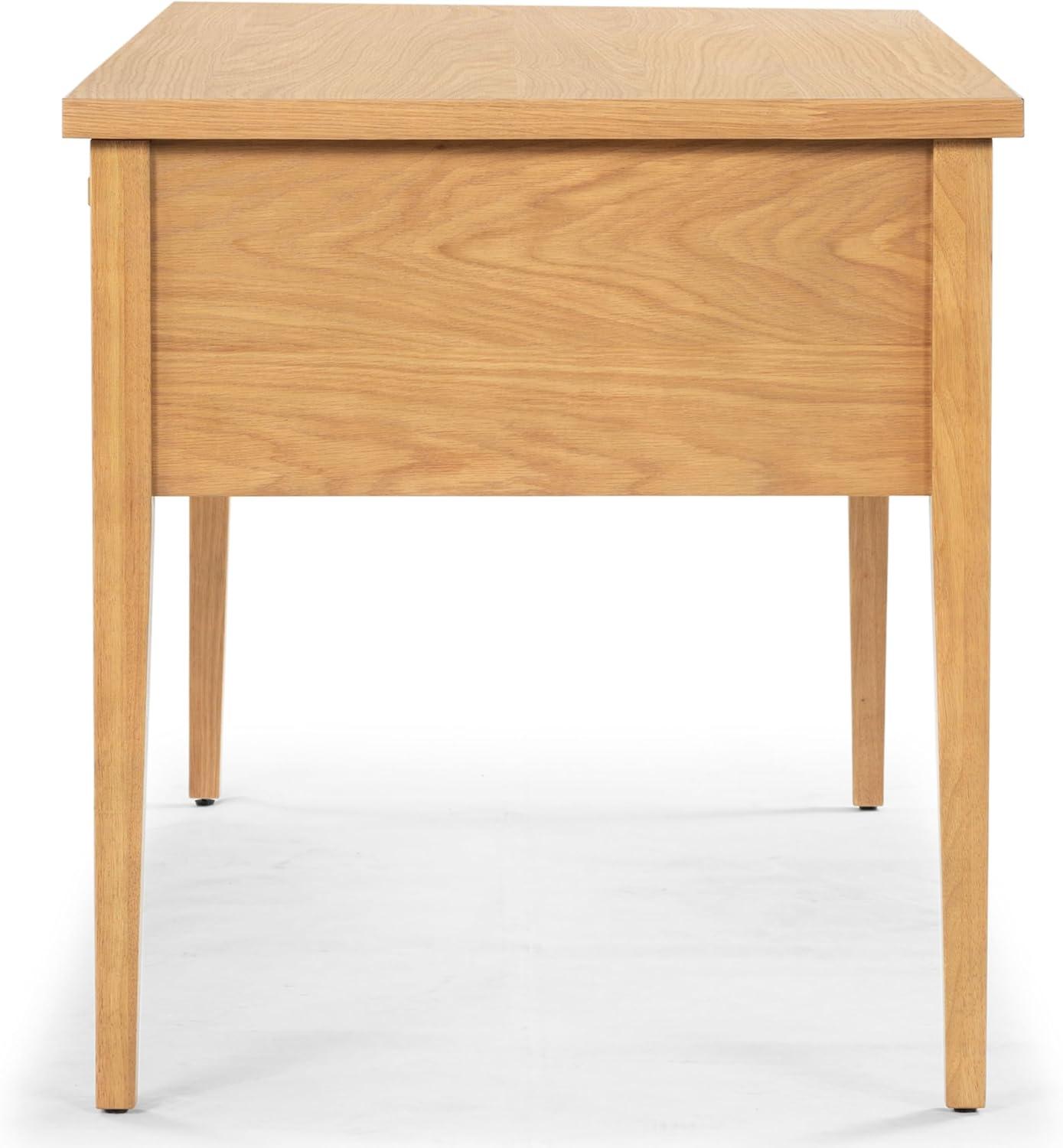 image:imageSAFAVIEH Couture Collection Makala Wood 5Drawer Desk with Gold Accents Modern Writing Table with Storage SFV4232ANaturalGold