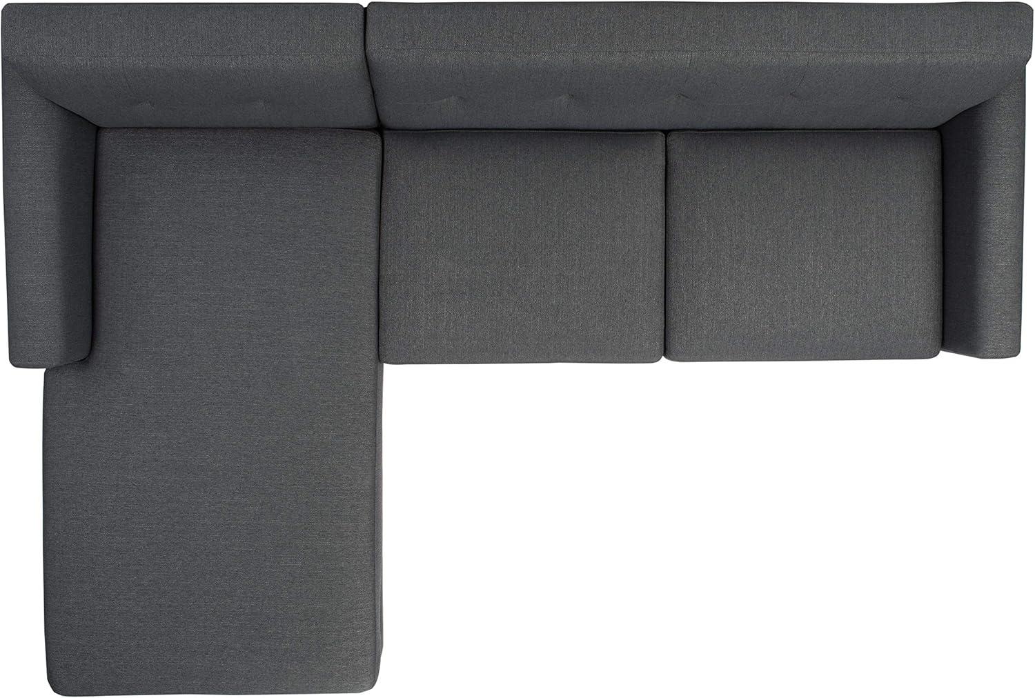 image:imageSAFAVIEH Couture Collection Nicolettie Linen Chaise Sectional Sofa Slate Grey MidCentury Modern Design with Tufted Cushions amp Wood Legs LeftFacing Chaise DUP1008ASlateGrey