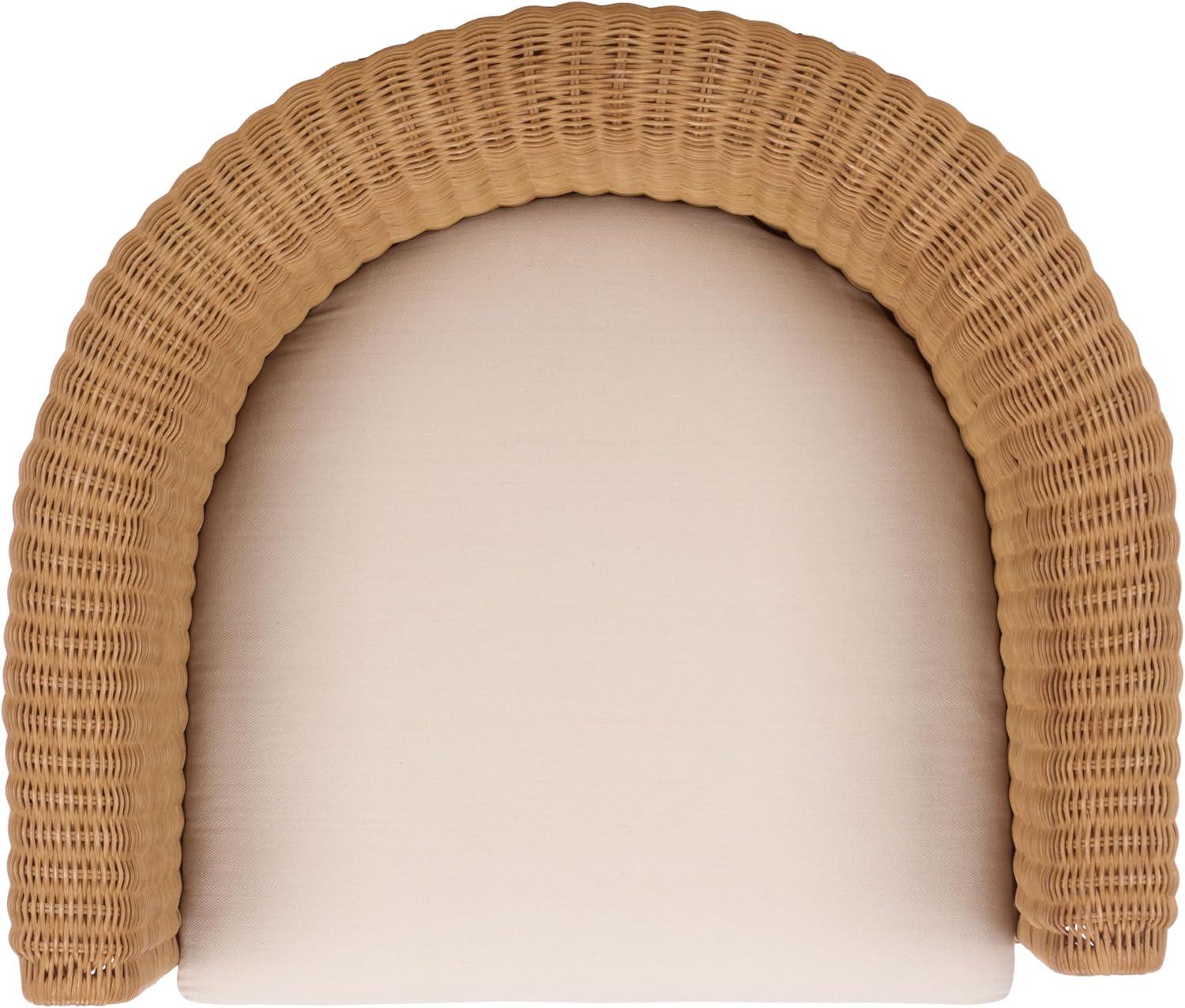 image:imageSAFAVIEH Couture Collection OReilly Rattan Accent Chair with Cushion Sculptural Barrel Chair for Living Room or Bedroom Fully Assembled CWK3025ANaturalWhite