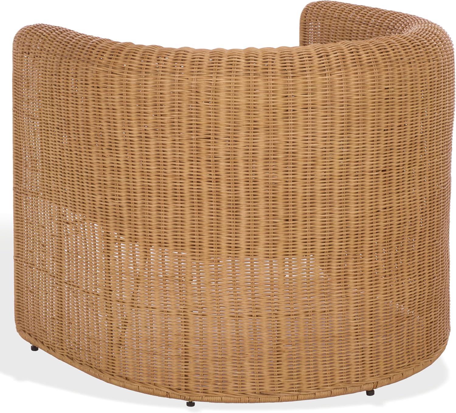 image:imageSAFAVIEH Couture Collection OReilly Rattan Accent Chair with Cushion Sculptural Barrel Chair for Living Room or Bedroom Fully Assembled CWK3025ANaturalWhite