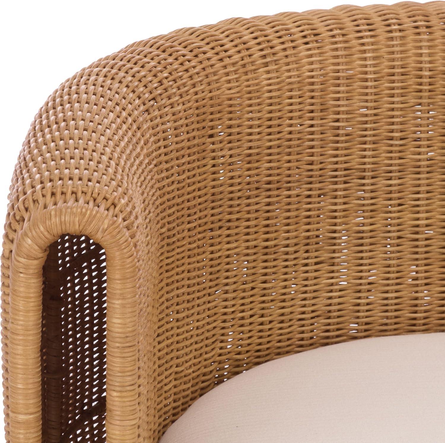 image:imageSAFAVIEH Couture Collection OReilly Rattan Accent Chair with Cushion Sculptural Barrel Chair for Living Room or Bedroom Fully Assembled CWK3025ANaturalWhite