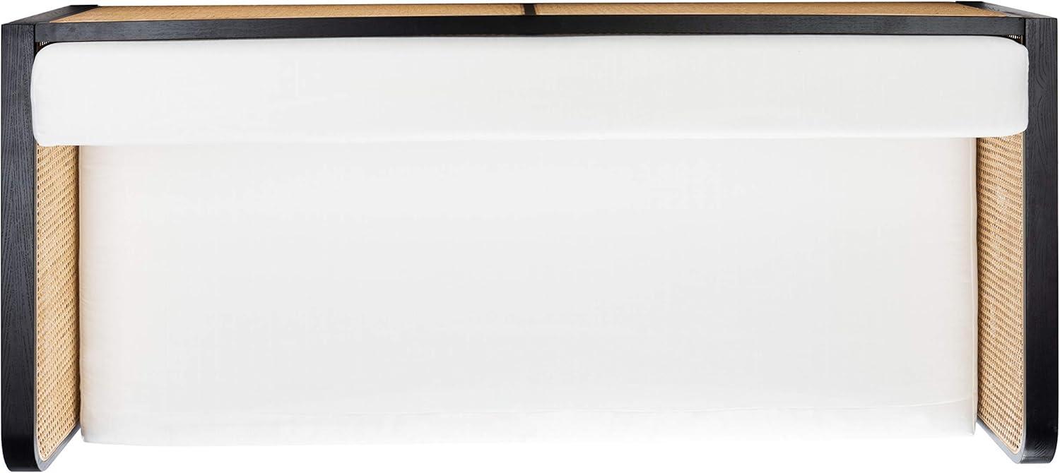 image:imageSAFAVIEH Couture Collection Petroski French Cane Sofa Black Wood Frame with Natural Rattan Sides Modern Design DUP1007ABlackNatural