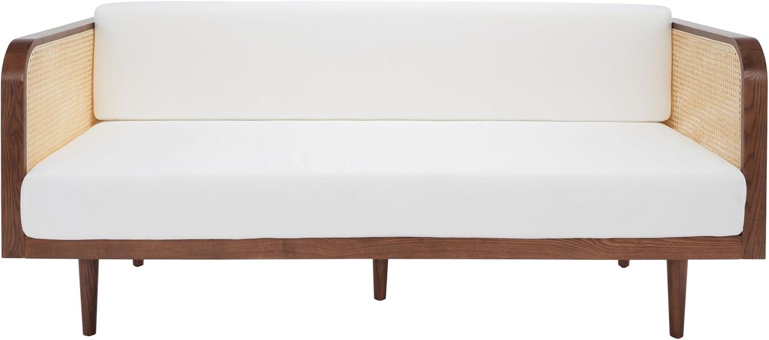 image:imageSAFAVIEH Couture Collection Petroski French Cane Sofa Black Wood Frame with Natural Rattan Sides Modern Design DUP1007AWalnutNatural