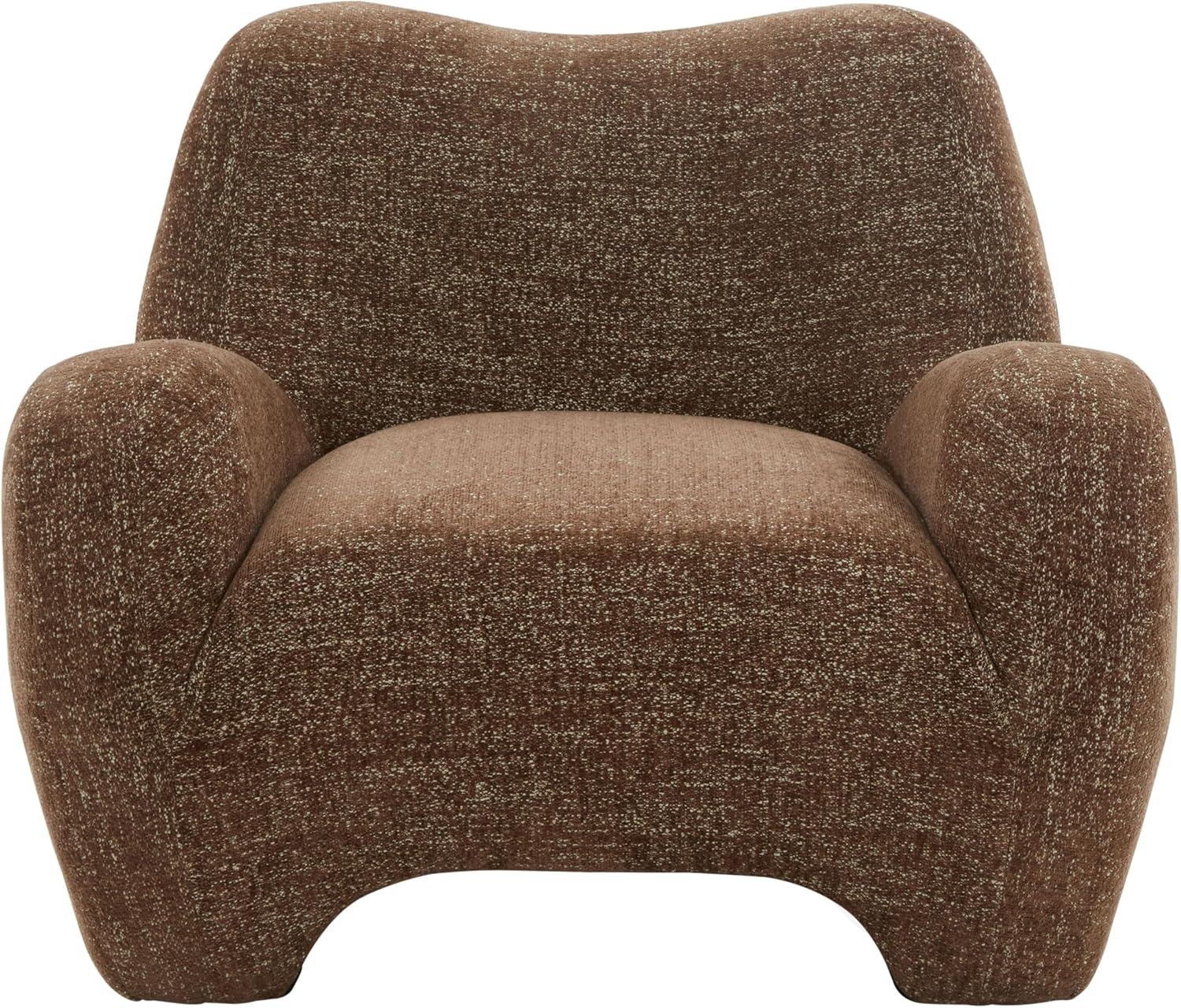 image:imageSAFAVIEH Couture Collection Randal Light Brown Chenille Accent Chair Modern Sculptural Lounge Seating Fully Assembled SFV4878ADark Brown