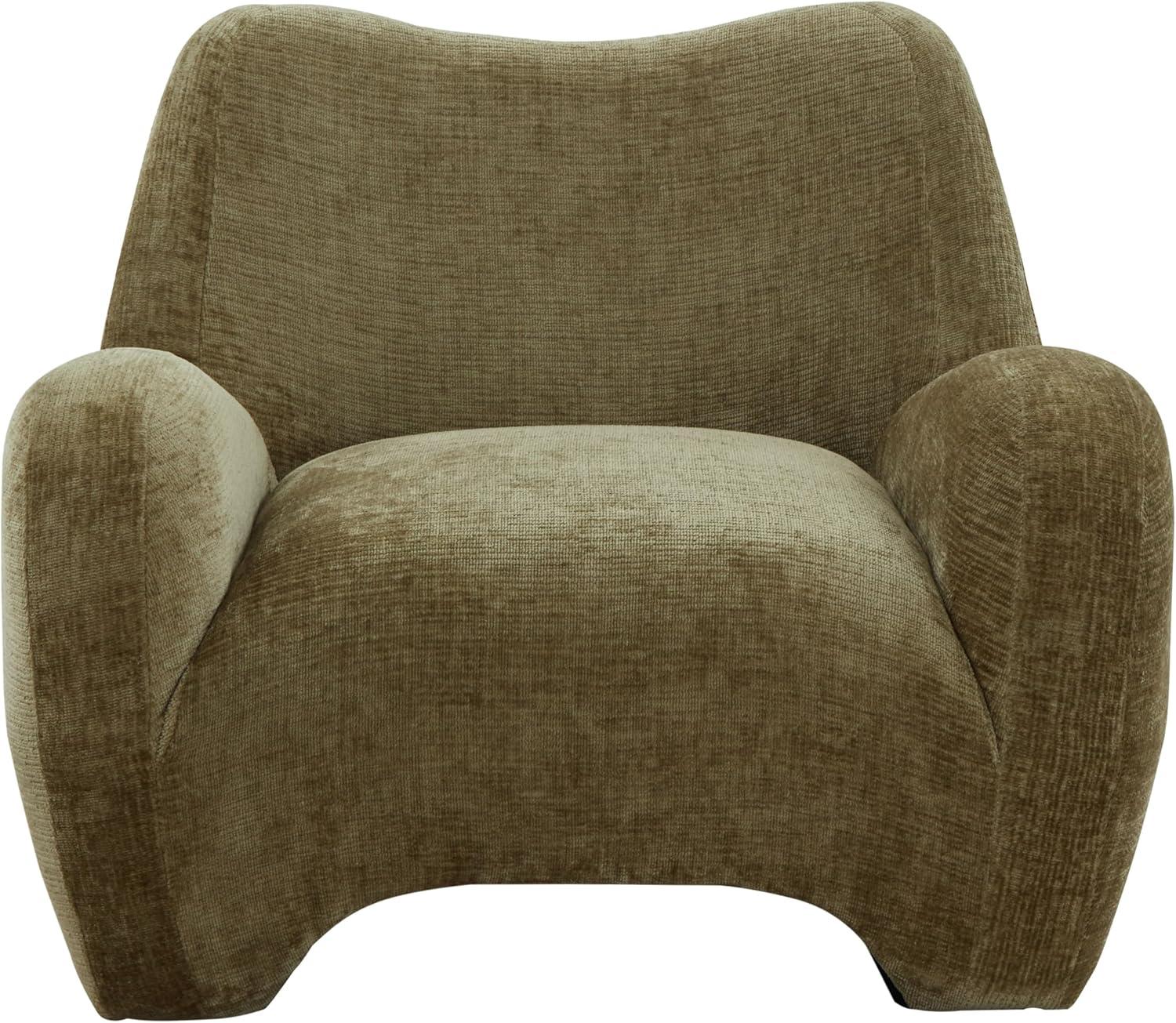 image:imageSAFAVIEH Couture Collection Randal Light Brown Chenille Accent Chair Modern Sculptural Lounge Seating Fully Assembled SFV4878AOlive Green